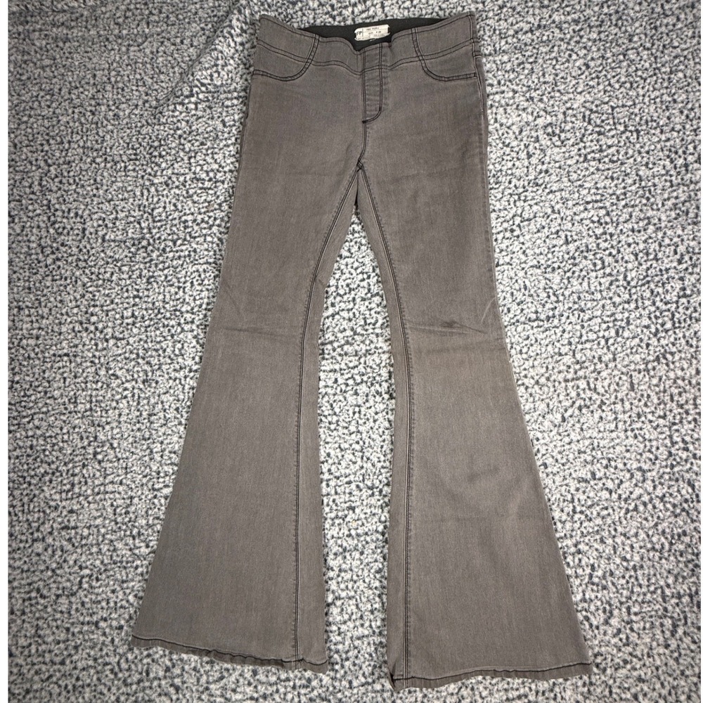 Free People Grey High Rise‎ Flare Jeans Bell Bottoms Womens Size 28
